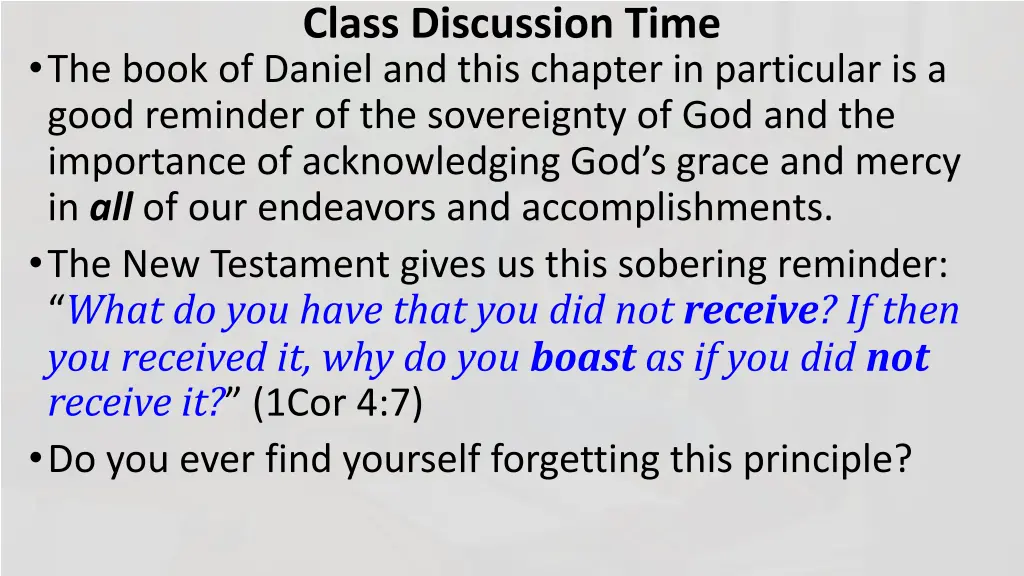 class discussion time