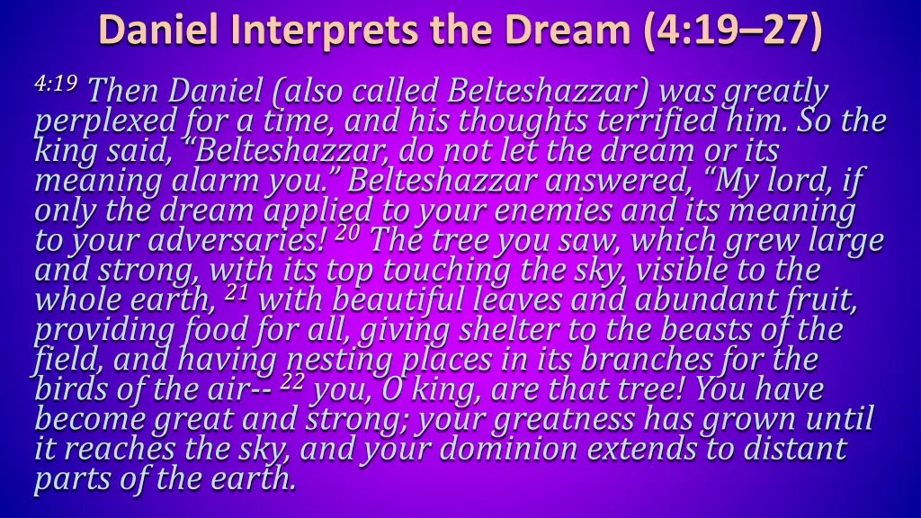 daniel interprets the dream 4 19 27