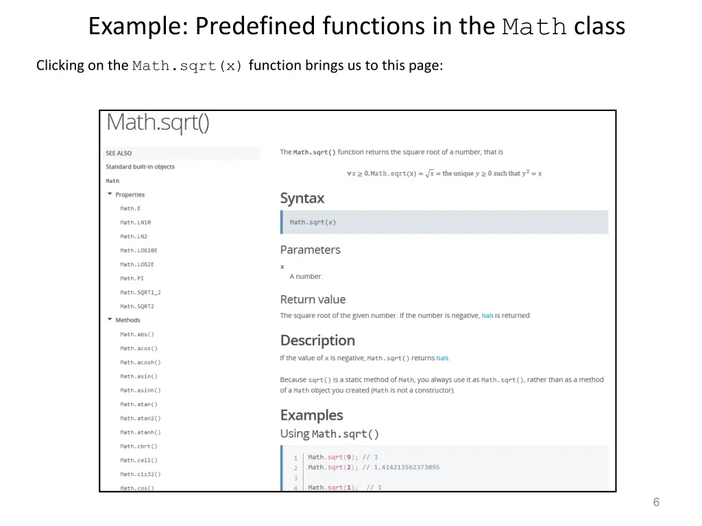 example predefined functions in the math class 1