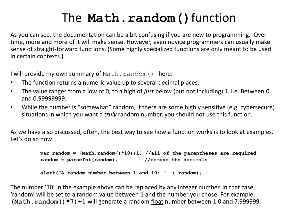 the math random function 2