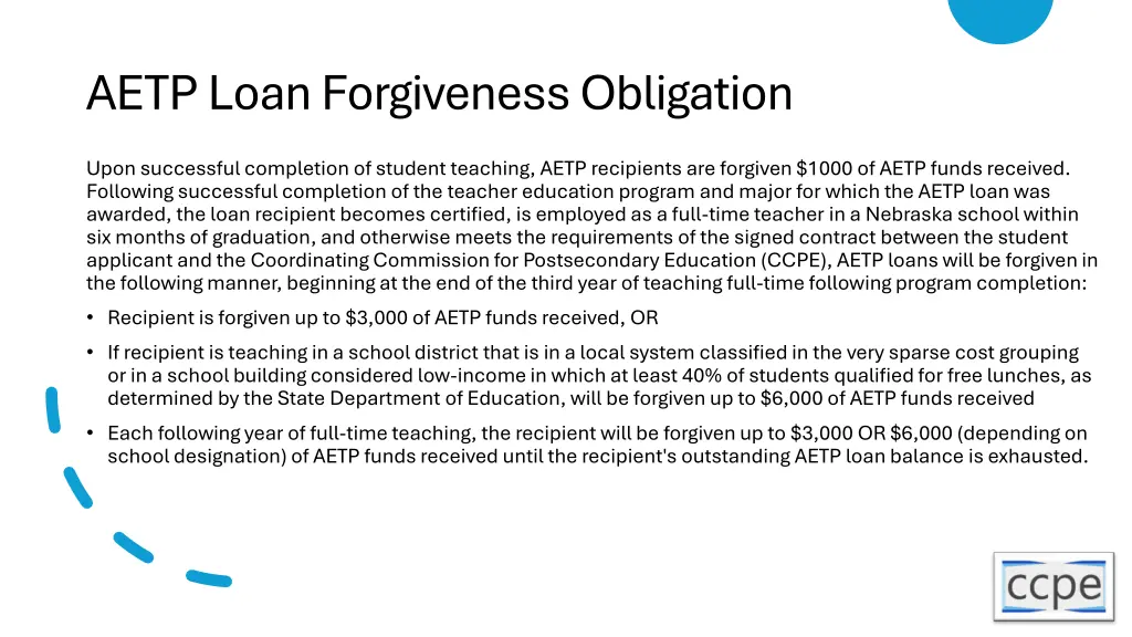aetp loan forgiveness obligation