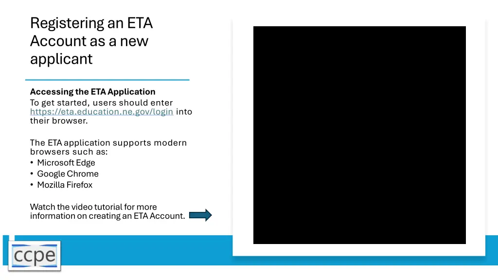registering an eta account as a new applicant