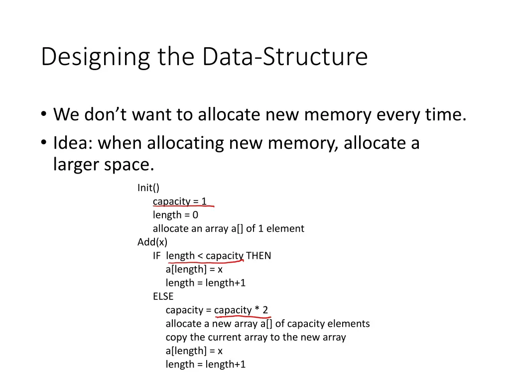 designing the data structure