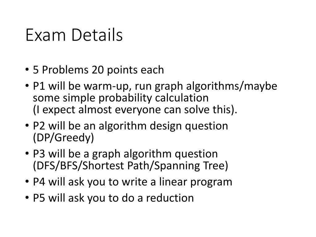 exam details