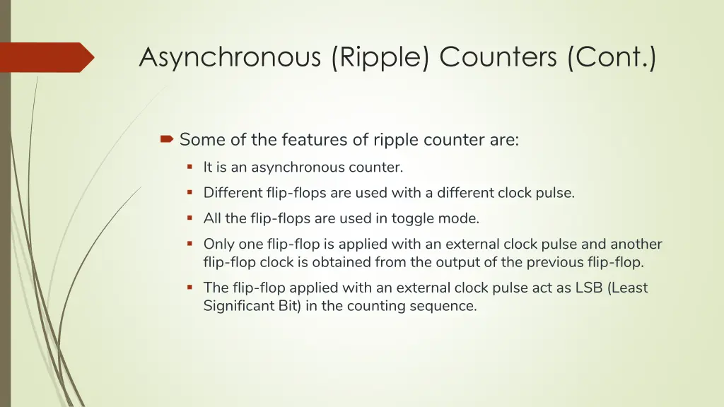 asynchronous ripple counters cont
