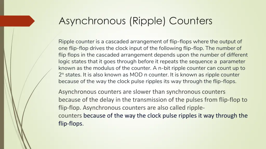 asynchronous ripple counters