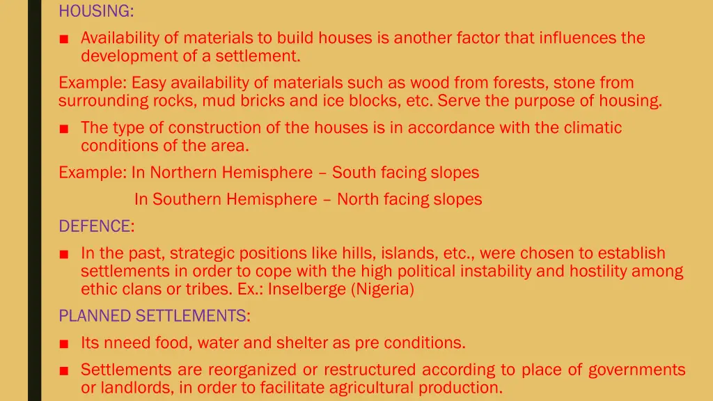 housing availability of materials to build houses