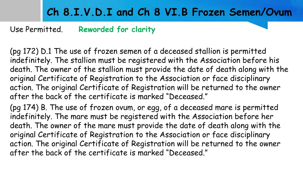 ch 8 i v d i and ch 8 vi b frozen semen ovum
