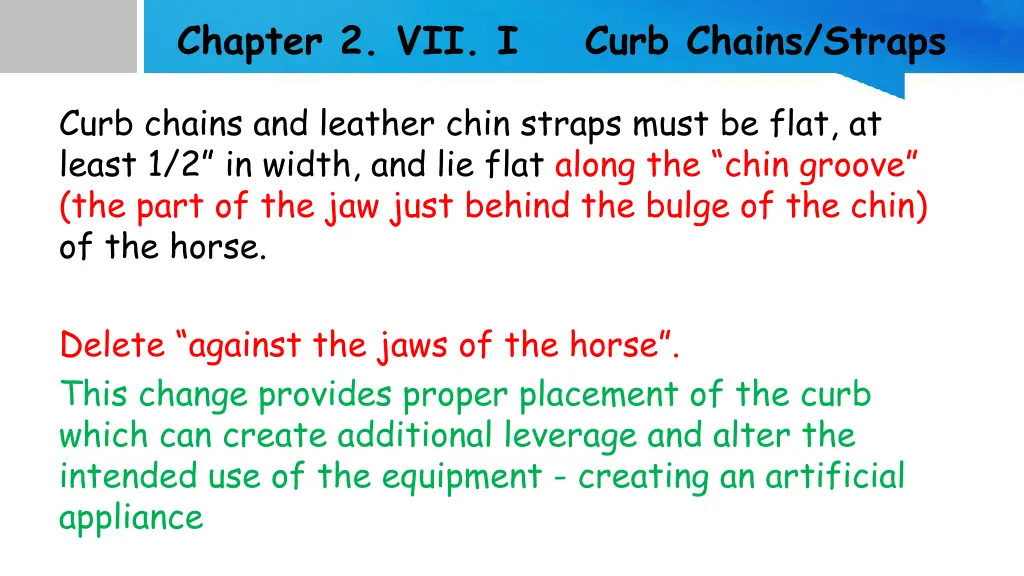 chapter 2 vii i curb chains straps