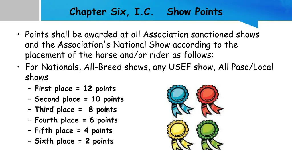 chapter six i c show points