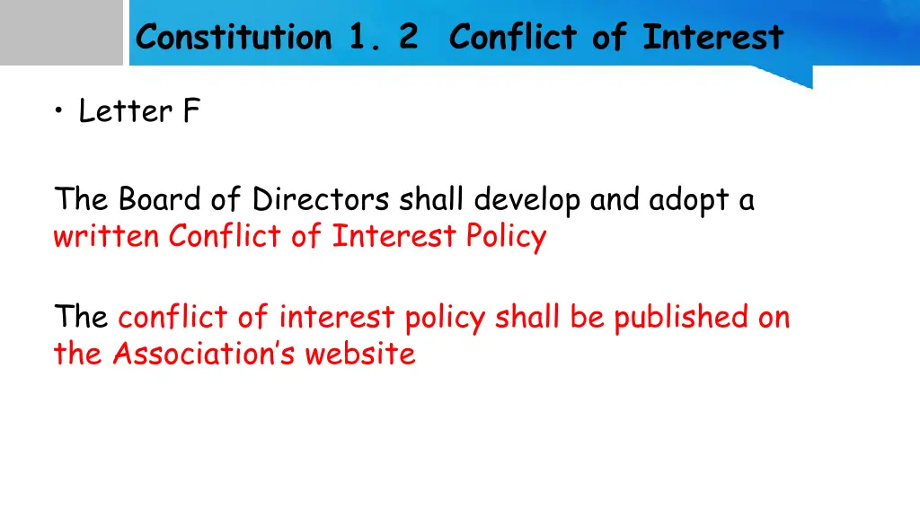 constitution 1 2 conflict of interest