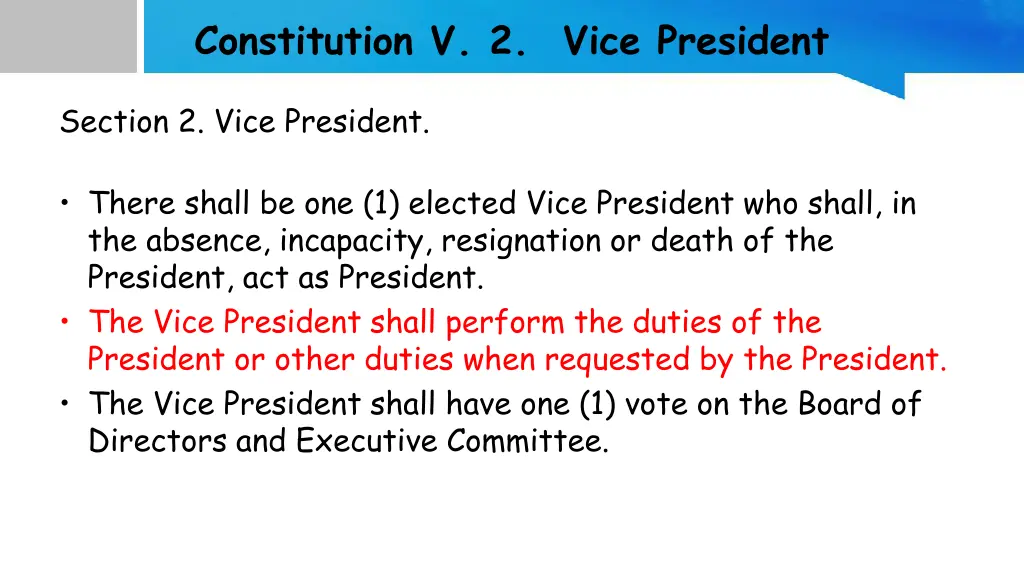 constitution v 2 vice president
