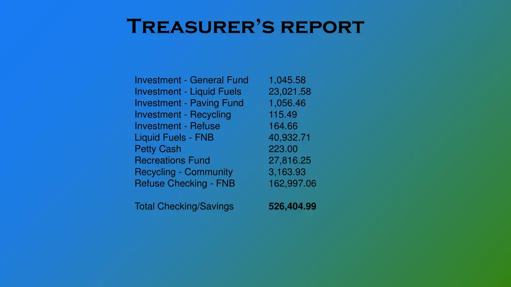 treasurer s report
