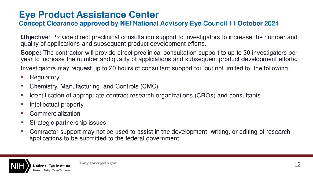 eye product assistance center concept clearance