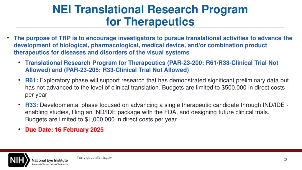 nei translational research program