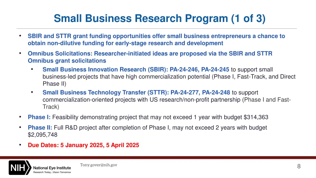 small business research program 1 of 3