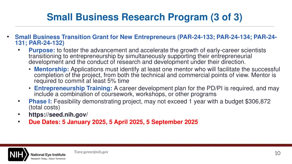 small business research program 3 of 3