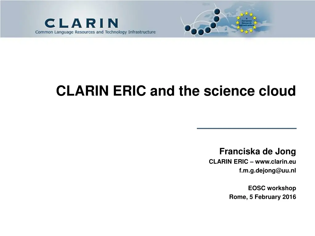 clarin eric and the science cloud