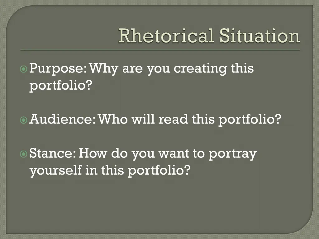 purpose why are you creating this portfolio
