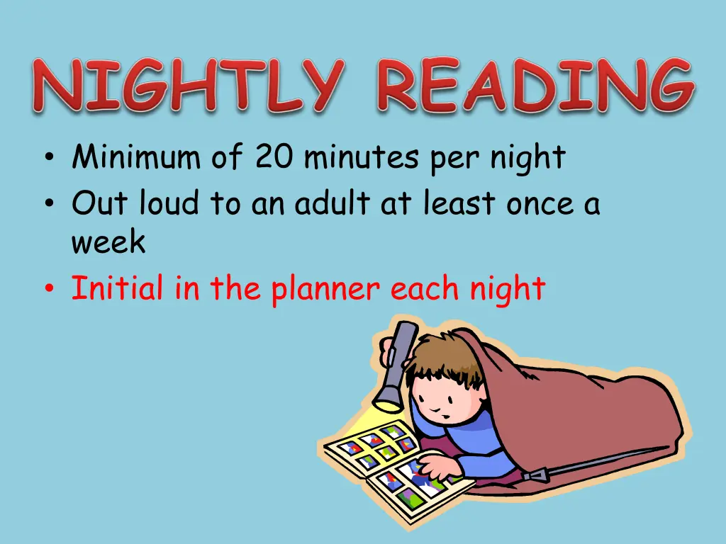 minimum of 20 minutes per night out loud