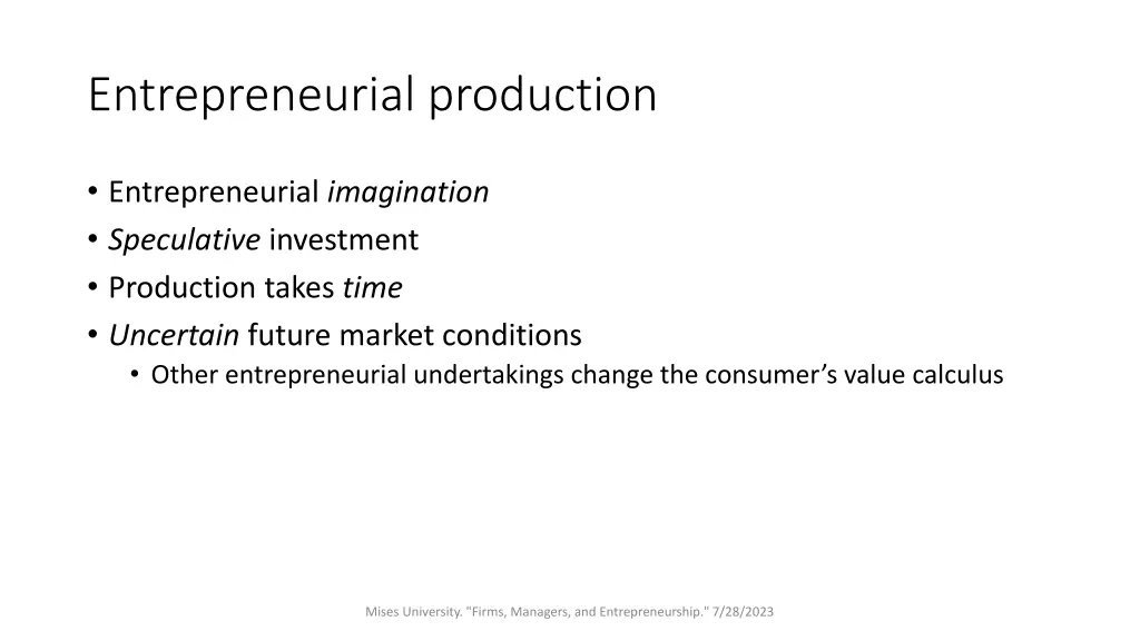 entrepreneurial production 1
