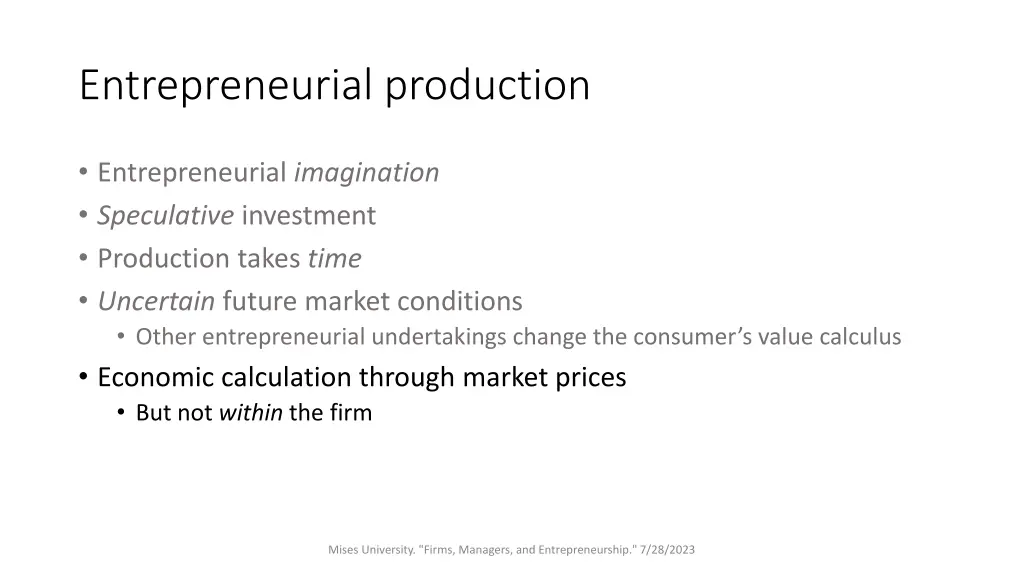 entrepreneurial production 2