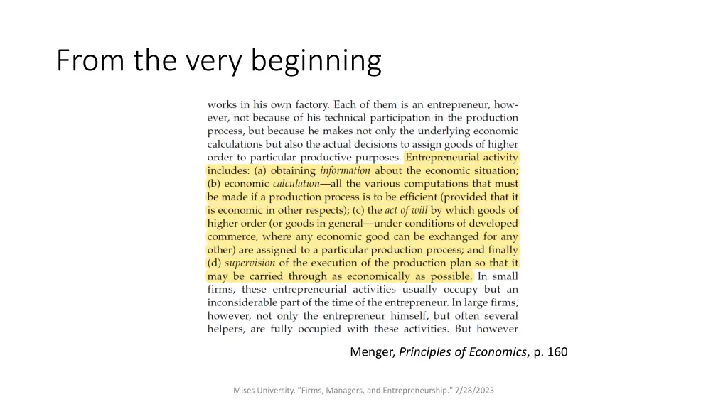 from the very beginning