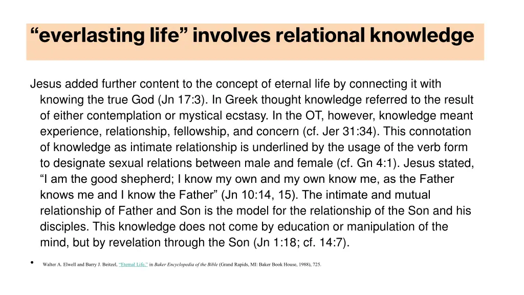 everlasting life involves relational knowledge