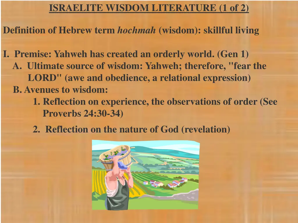 israelite wisdom literature 1 of 2