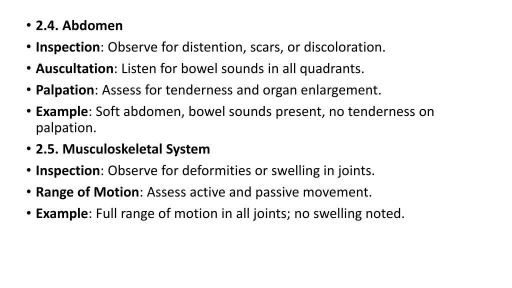 2 4 abdomen inspection observe for distention