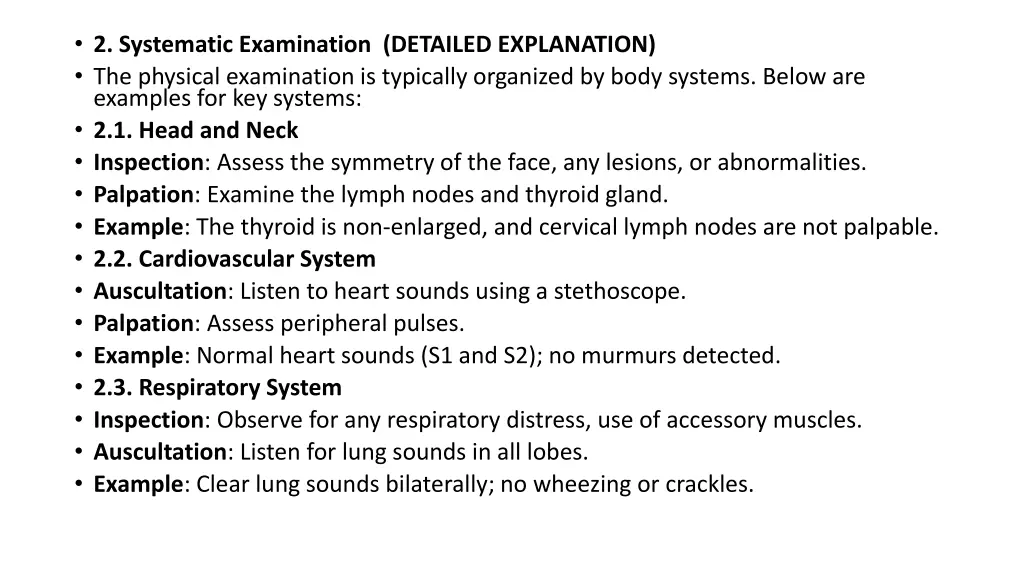 2 systematic examination detailed explanation