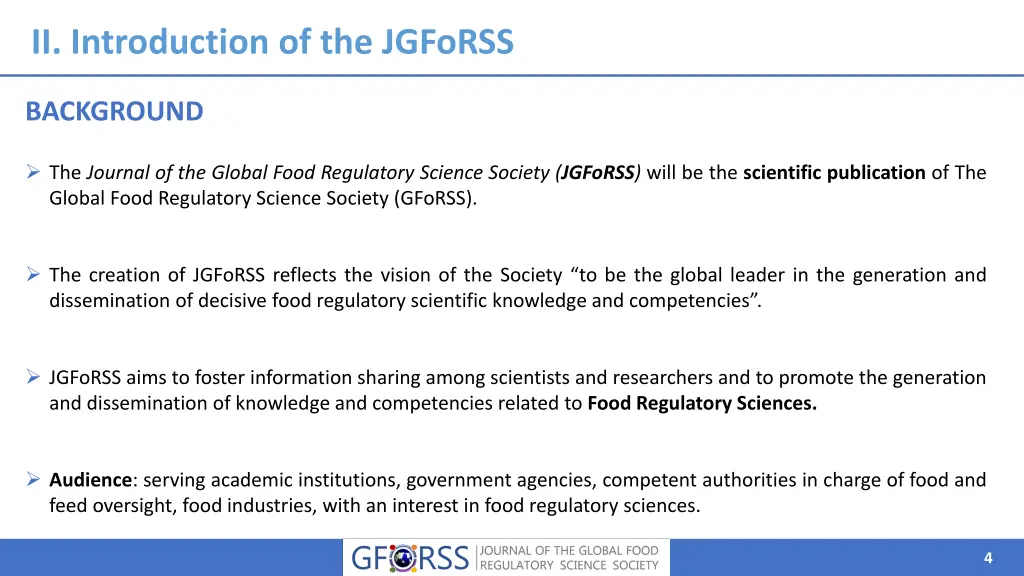 ii introduction of the jgforss