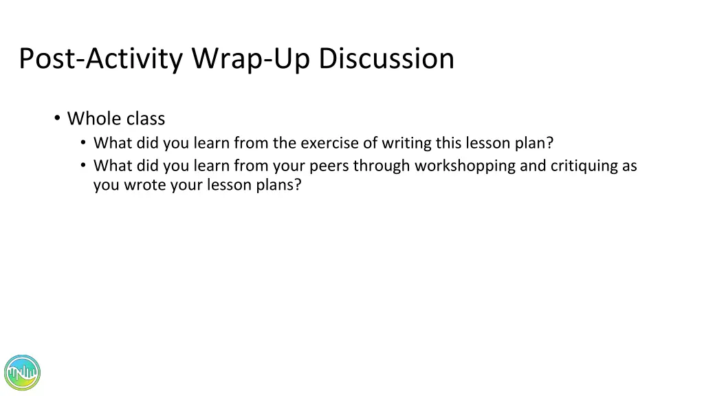 post activity wrap up discussion