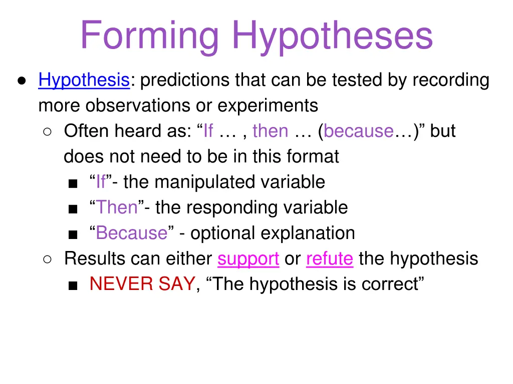 forming hypotheses