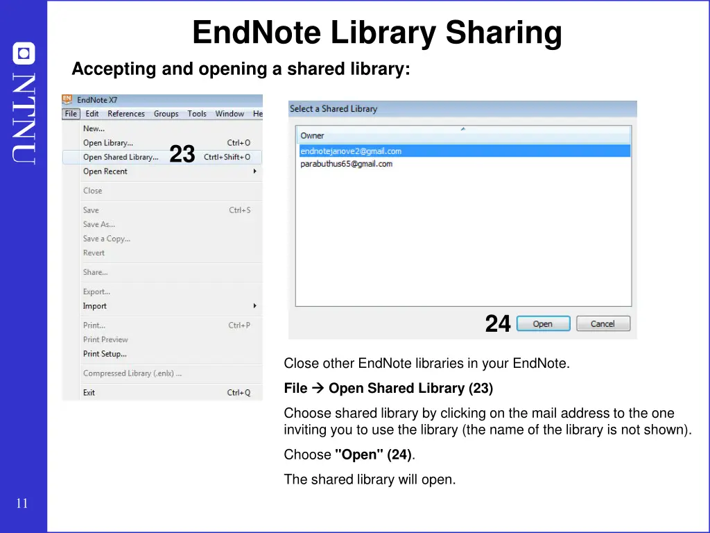 endnote library sharing accepting and opening 2