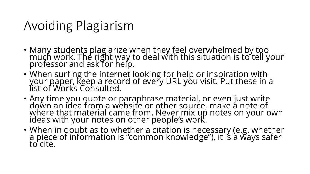 avoiding plagiarism