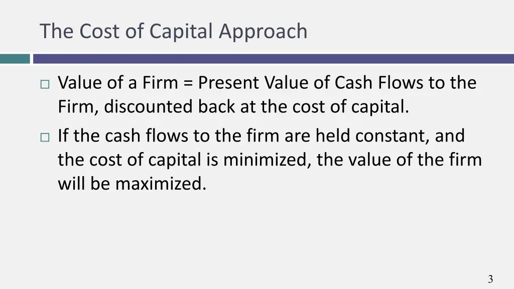 the cost of capital approach