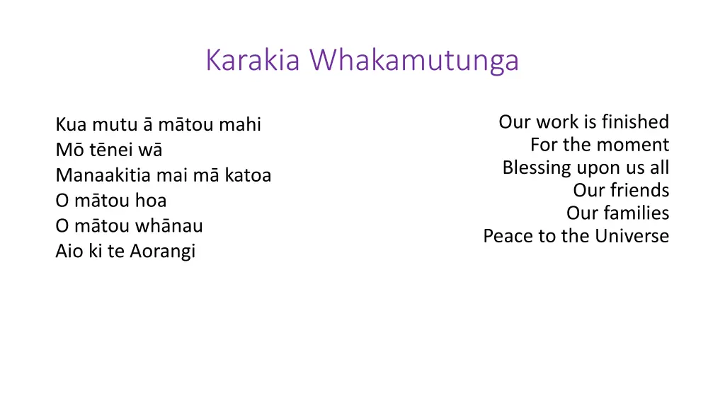 karakia whakamutunga