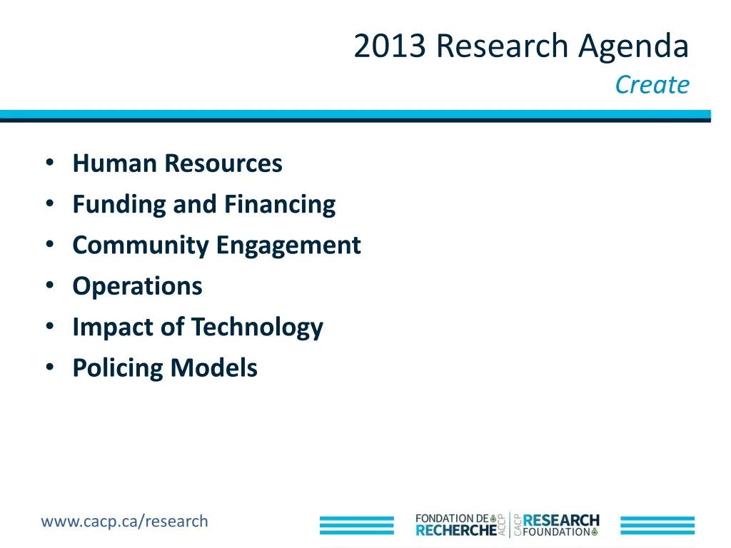 2013 research agenda