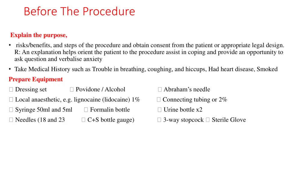 before the procedure
