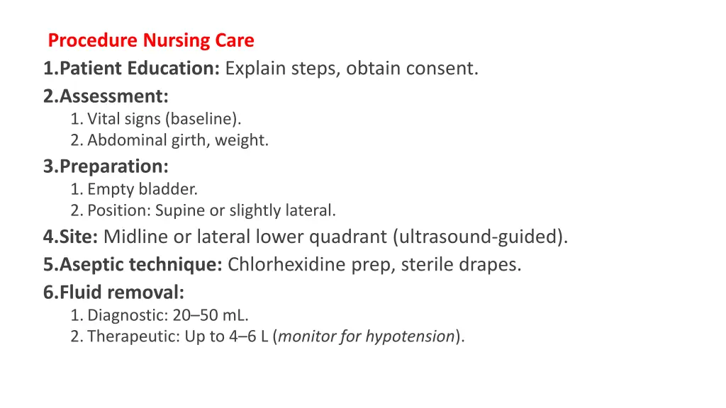 procedure nursing care 1 patient education