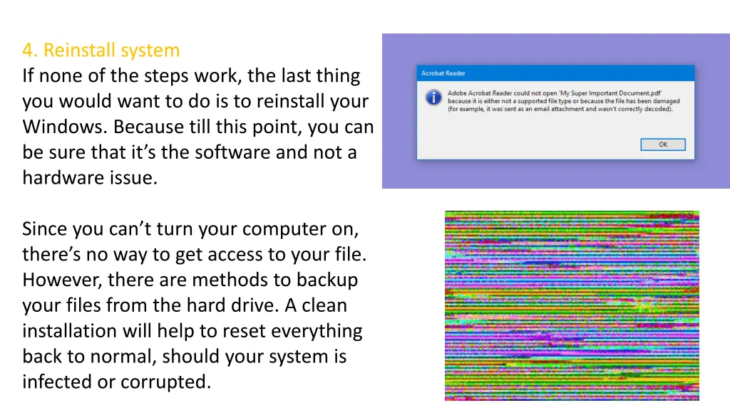 4 reinstall system if none of the steps work