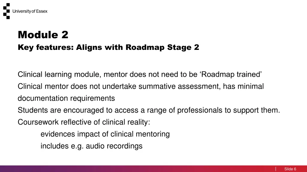module 2 key features aligns with roadmap stage 2