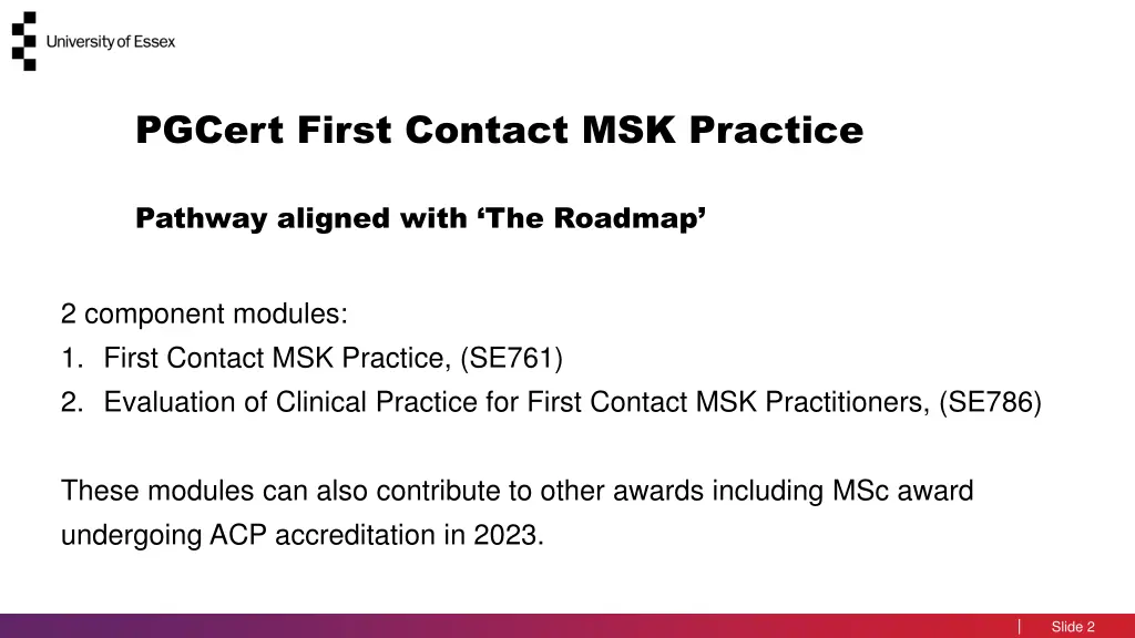 pgcert first contact msk practice