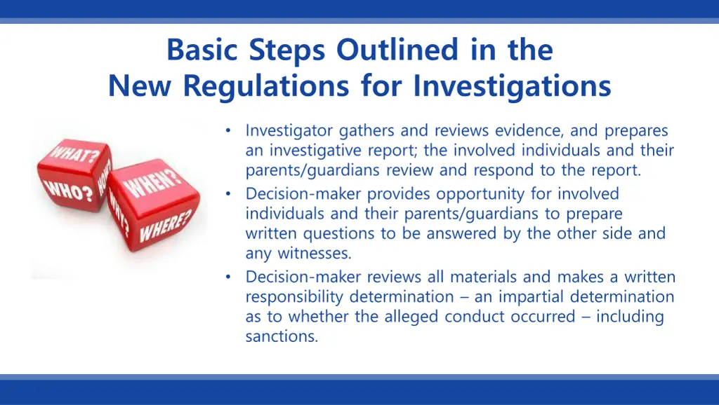 basic steps outlined in the new regulations 1