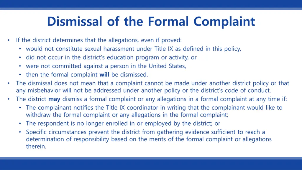 dismissal of the formal complaint