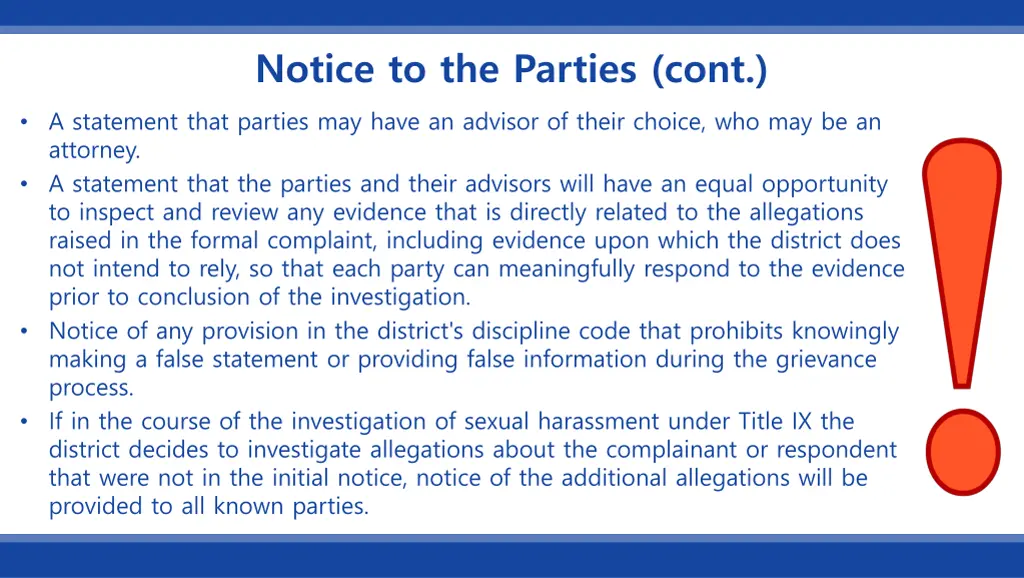 notice to the parties cont