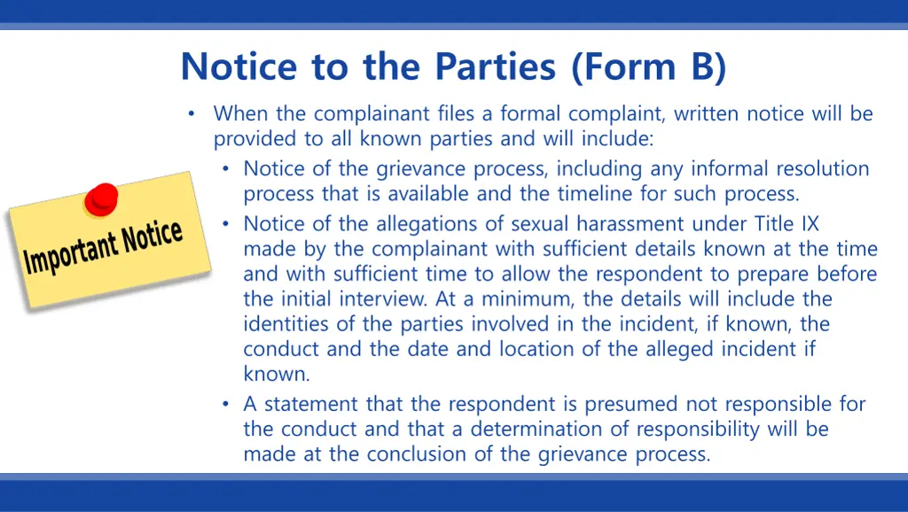 notice to the parties form b when the complainant