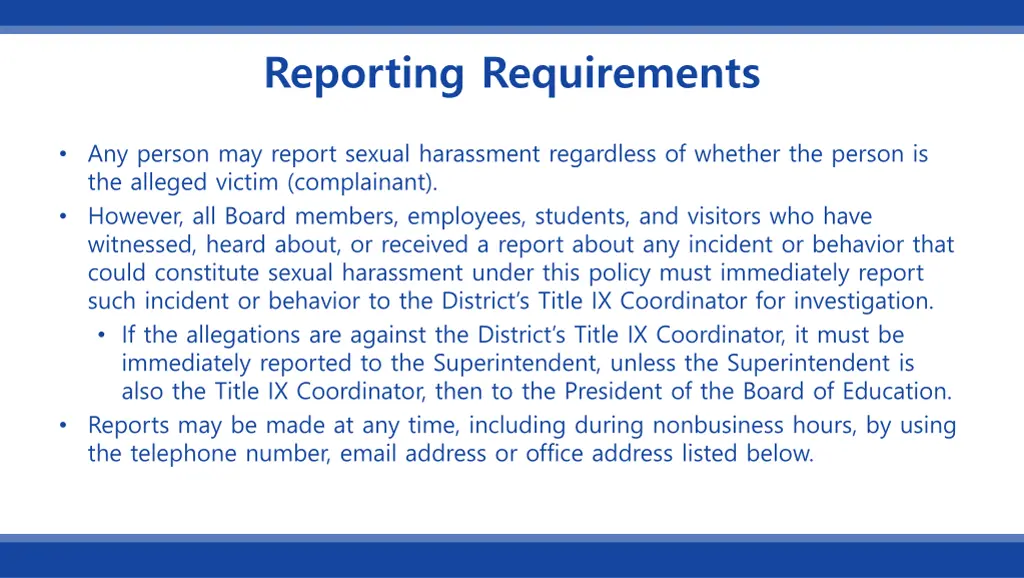 reporting requirements