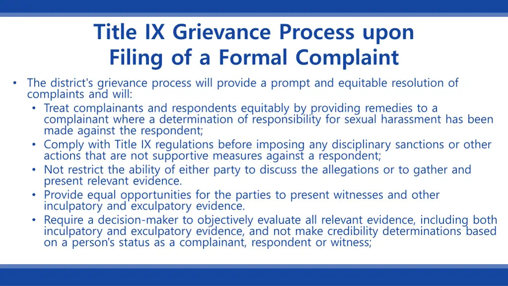 title ix grievance process upon filing